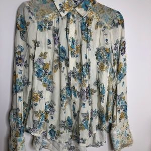 Free People floral blouse cream floral XS